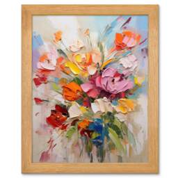 Wildflower Explosion Bright Floral Wood Framed Wall Art Print
