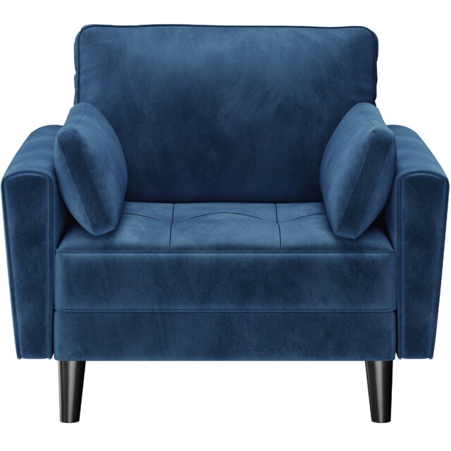 Yaheetech Comfy Fabric Accent Chair Single Sofa with 2 Throw Pillows-Blue