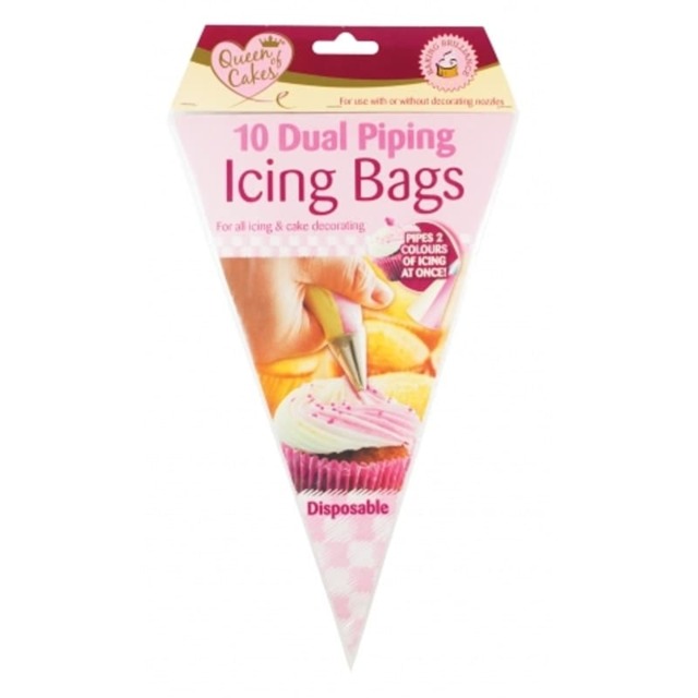 10 x Dual Piping Icing Bags, decorate Christmas cup Cake
