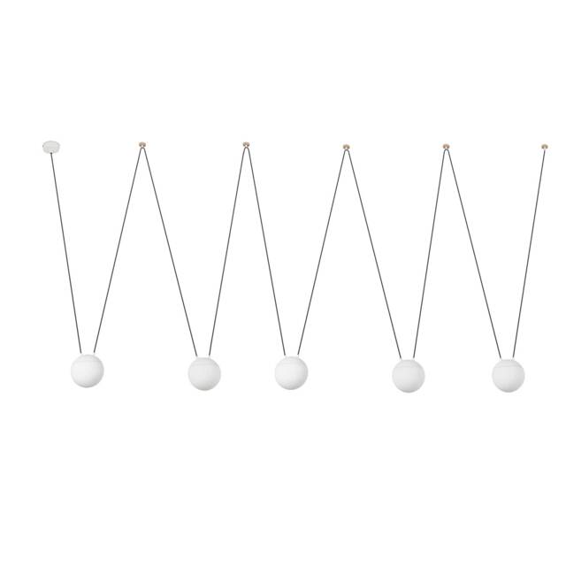 Mine 5 Light Ceiling Pendant White, Wood, E27
