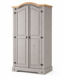 Corona Wardrobe 2 Door Grey Arch Top Solid Mexican Pine