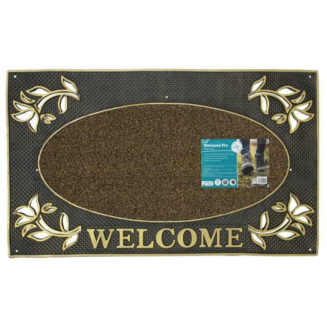 JVL Metallic Welcome Scraper Doormat 45x75cm, Gold