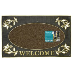 JVL Metallic Welcome Scraper Doormat 45x75cm, Gold