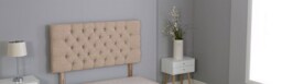 "Beige Linen Studded Chesterfield Headboard Multi 4FT Small Double 20""inch Headboard"