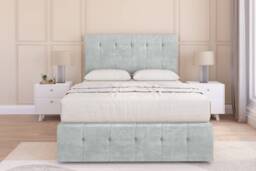 Sloomy Cambridge Silver Naples Divan Bed Base No Drawers With 54 Inch Floor Standing Headboard & 12 Inch Matching Footboard Silver Silver Single 1