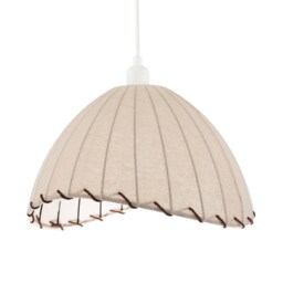 Natural Linen Oatmeal Beige Pendant Light Shade with Linking Rope Brown Brown 1
