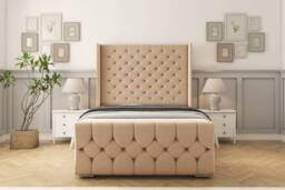 "Sloomy Luthor Pebble Plush Bed Frame With Mattress With 50"" Upholstered Wingback Headboard 3' Single"