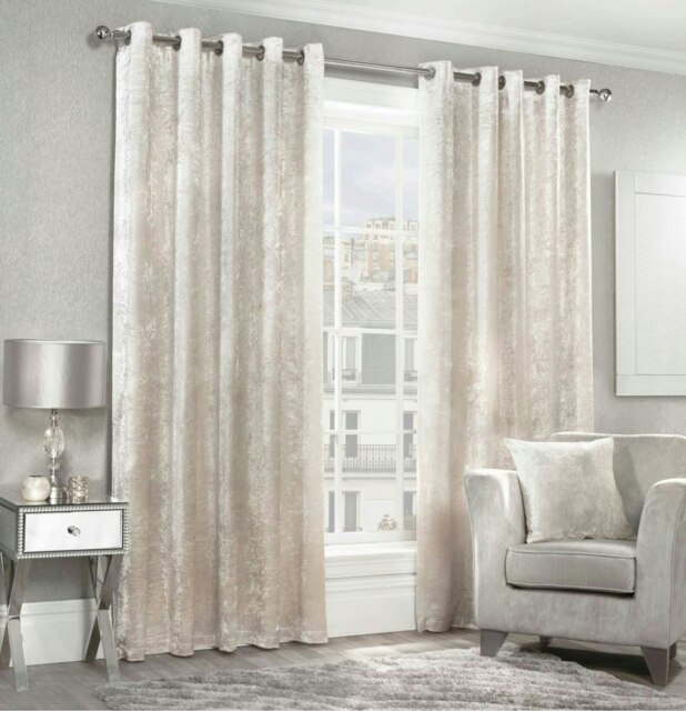 Crushed Velvet Eyelet Curtains - Blush - 229 cm x 182 cm