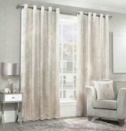 Crushed Velvet Eyelet Curtains - Blush - 229 cm x 182 cm