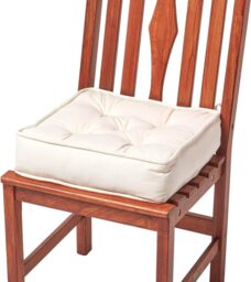 "Homescapes Cream Cotton Dining Chair Booster Cushion Cream Cream 40cm x 40cm x 10cm (16"" x 16"" x 4"")"