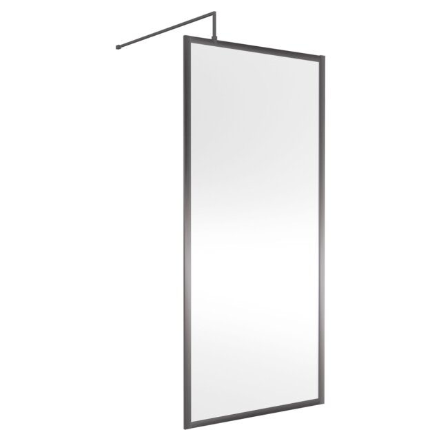 Balterley Framed Wetroom Screen, 900mm, Brushed Pewter
