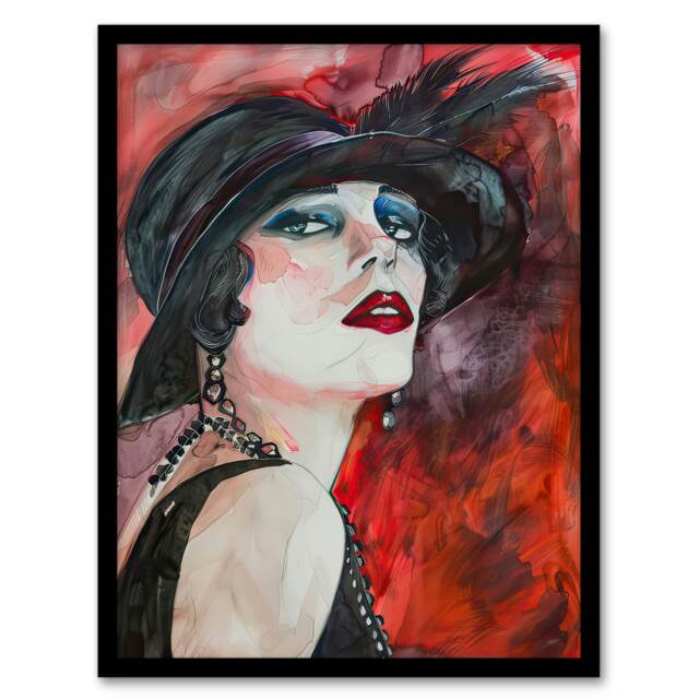 Glamorous Flapper Girl Portrait 1920S Home Decor Black Framed Wall Art Print A4