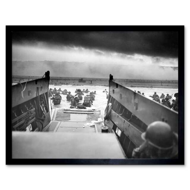 Sargent Into Jaws of Death D Day Landing Normandy WWII Framed Wall Art Print