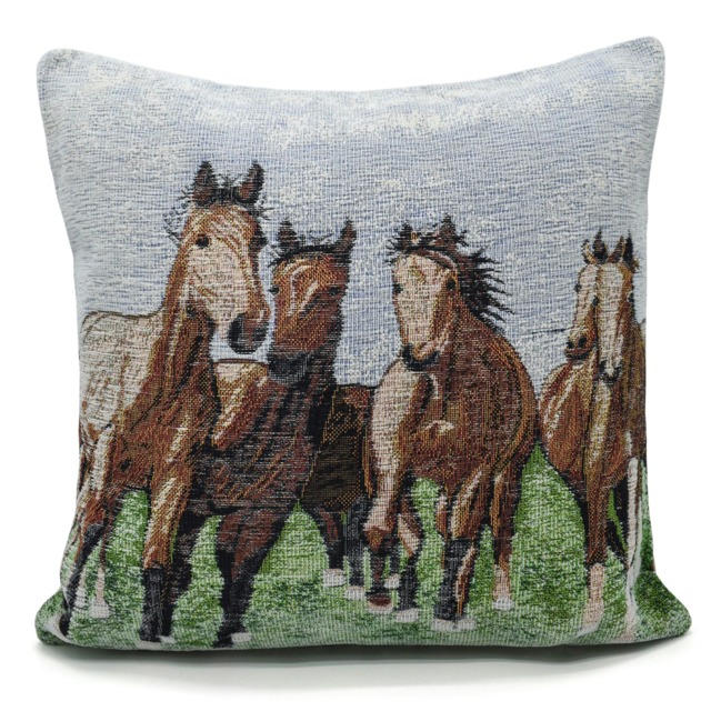 Tapestry Filled Scatter Cushion - 43cm x 43cm Multi Horse