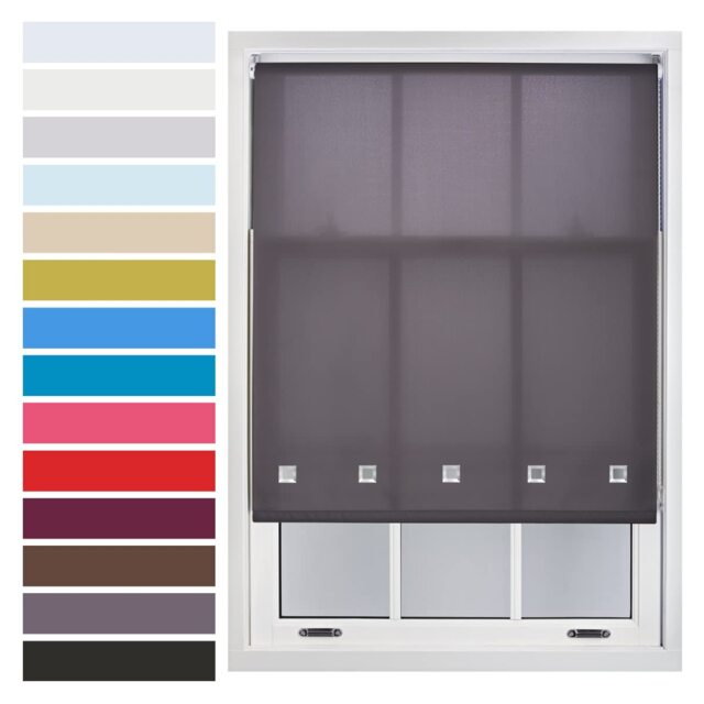 FURNISHED Roller Blinds with Square Eyelets and Metal Fittings Made to Measure Sheer Window Blind Grey Dark Grey (W) 240cm x (L) 165cm