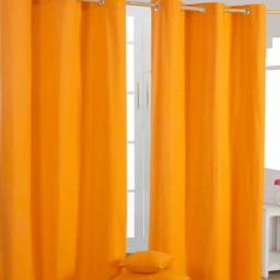 Homescapes Plain Orange Cotton Eyelet Curtains - 117 x 137 cm Orange Orange (W) 117cm x (L) 137cm