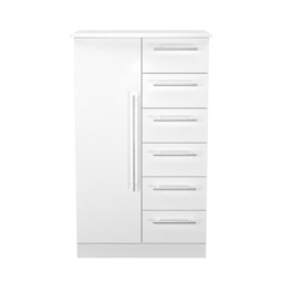 Carlton 5 Drawer 1 Door Childrens Wardrobe in Porcelain Matt (Ready Assembled) White Porcelain Matt