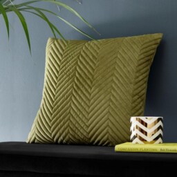 Portfolio Home Pinsonic Velvet Charcoal Olive Green Filled Cushion 43x43cm