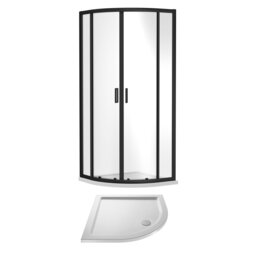 Balterley Quadrant Shower Suite with Safety Glass Enclosure & Resin Tray Frame with Tray Black Matt Black 2