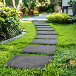 Square Stomp Stone Grey Slate Stepping Stones - Pack of 10