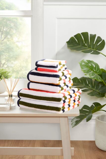 Amalfi Cotton Towels Striped Luxury Soft Quick Dry Absorbent Multi Face cloth 1