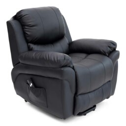 Madison Single Motor Electric Rise Recliner Bonded Leather Lift Chair (Black)
