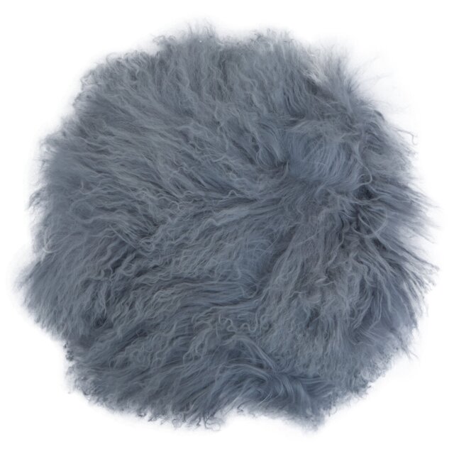 Bosie Real Mongolian Fur Grey Round Cushion Grey