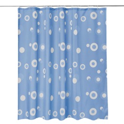 Sky Blue Bubble Printed Polyester Shower Curtain with 12 Hooks - 180x200cm