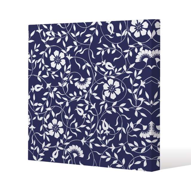White Flowers on Navy (Canvas Print) / 77 x 77 x 4cm Multi