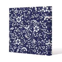 White Flowers on Navy (Canvas Print) / 77 x 77 x 4cm Multi