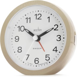Acctim Elana Analogue Alarm Clock Non Ticking Sweep Quartz Luminous Hands White White