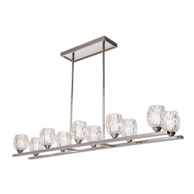 Rubin 10 Light Ceiling Island Chandelier Pendant Bar Light Polished Nickel, G9