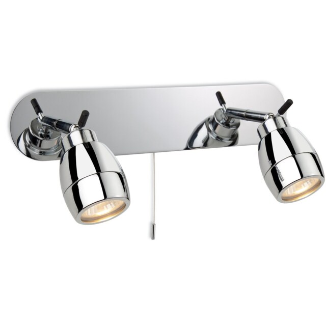 Marine 2 Light Spotlights Bar Switched Bathroom Ceiling Light Chrome IP44, GU10