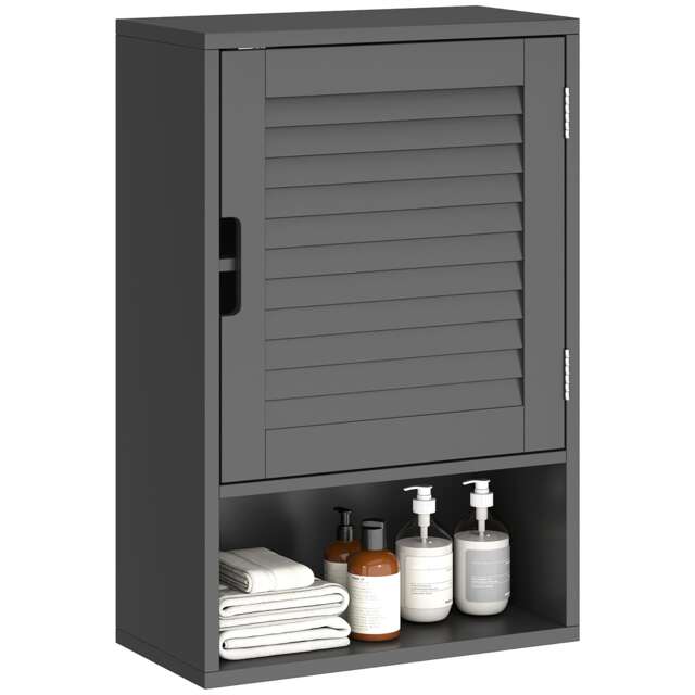 HOMCOM Bathroom Cabinet, Wall Mounted Storage Cabinet with Adjustable Shelves and Soft-Close Door, Toilet Storage Cupboard for Bathroom, Living Room, 40 x 20 x 60 cm, Black Black