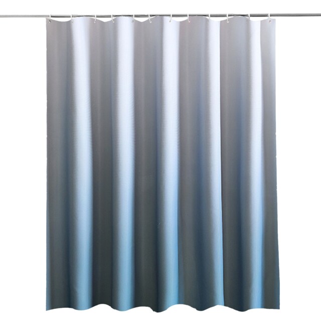 Blue & White Gradient Polyester Shower Curtain with 12 Hooks - 180x200cm