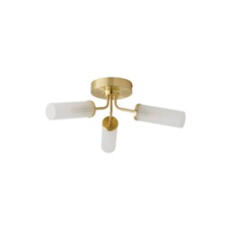 ValueLights Canya Gold 3 Way IP44 Reeded Glass Ceiling Light Gold