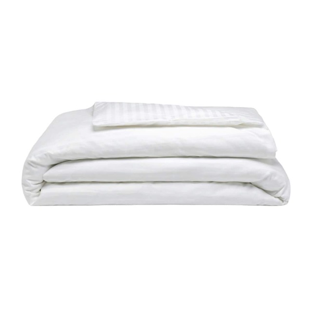 Belledorm 540 Thread Count Satin Stripe Duvet Cover Set - White - Superking