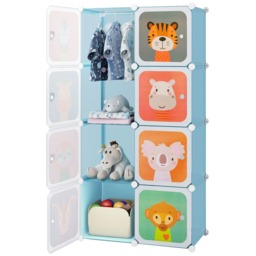 COSTWAY Portable Kids Wardrobe 8-Cube Baby Closet Dresser-Blue Blue