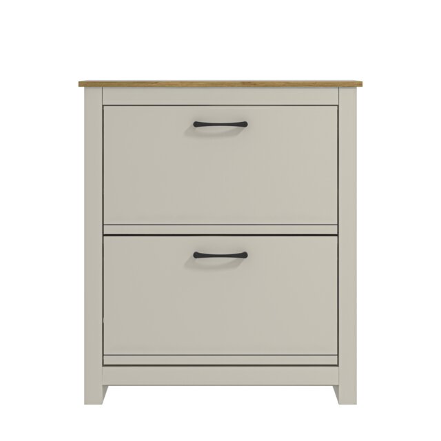 HOMCOM Shoe Storage Cabinet,Compact 2-Door Organizer and Freestanding Storage Unit for Entryway or Hallway,Light Grey Grey