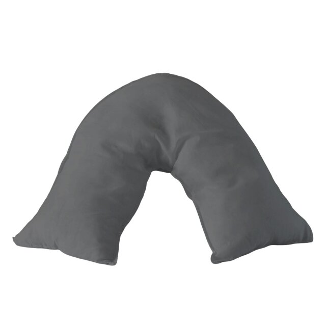 Microfibre Soft Touch V Shape Plain Dyed Pillowcase Grey Grey