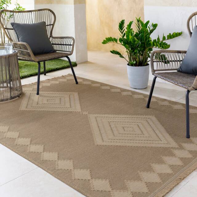 LIVABLISS Mystery-Washable Modern Jute Rug 118 x 170 cm Tan Beige Ivory