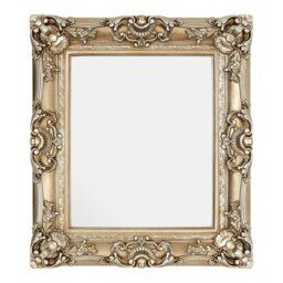 Stately Design Champagne Finish Square Ornate Wall Mirror, Elegant Slim Mirror, Versatile Hallway Mirror Gold
