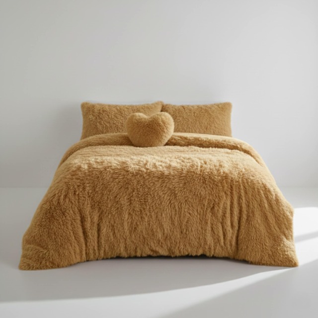 Super Fluffy Duvet Cover Ultra Soft, Cloud-Like Comfort Snug Sleep Yellow Double