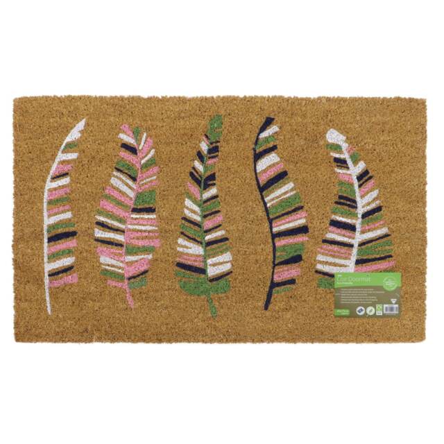 JVL Latex Backed Coir Doormat 45x75cm, Feathers