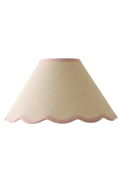 ValueLights Florie Natural Small Taper Shade Scallop Pink Trim