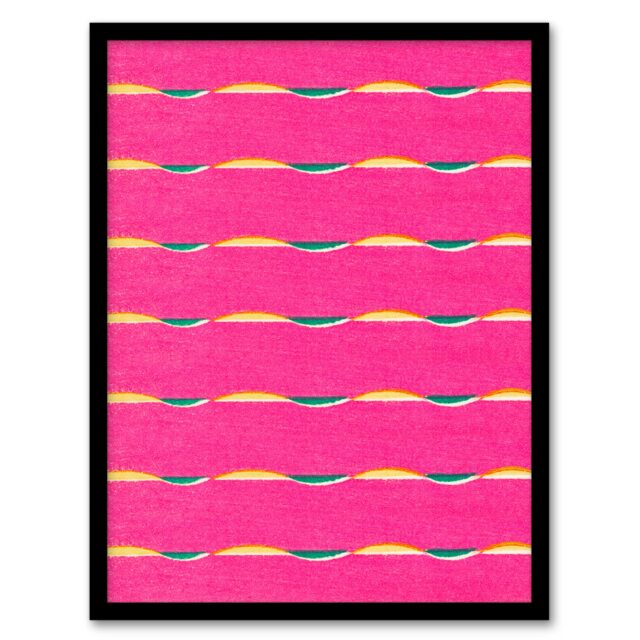 Furuya Korin Framed Wall Art Print Textile Pattern Vibrant Pink Home Décor