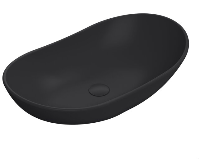 Balterley Nova Oval Countertop Vessel Basin for Bathroom & Cloakroom, Durable Ceramic Fireclay Black Matt Black 1