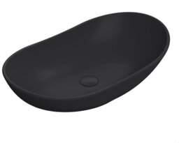 Balterley Nova Oval Countertop Vessel Basin for Bathroom & Cloakroom, Durable Ceramic Fireclay Black Matt Black 1
