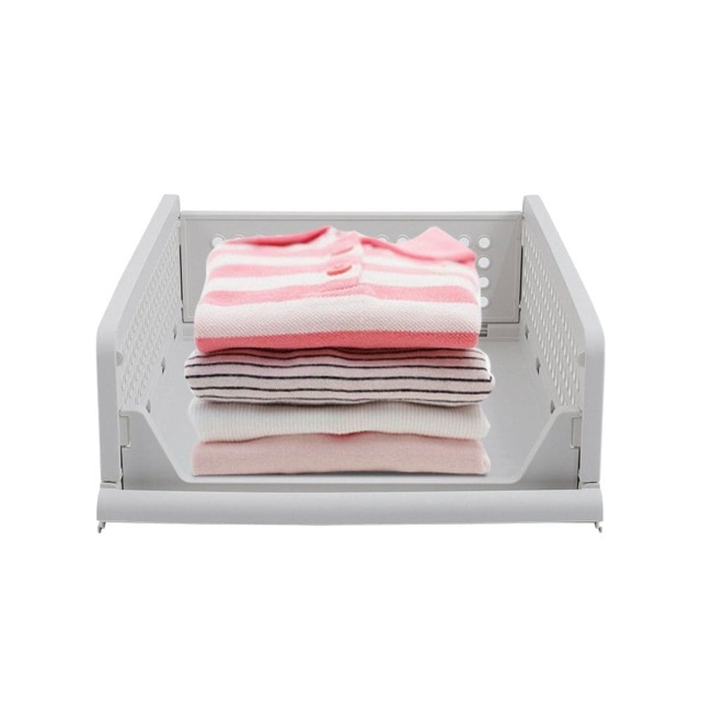 Living and Home Foldable Plastic Storage Drawer Basket 20L - Off White White 1