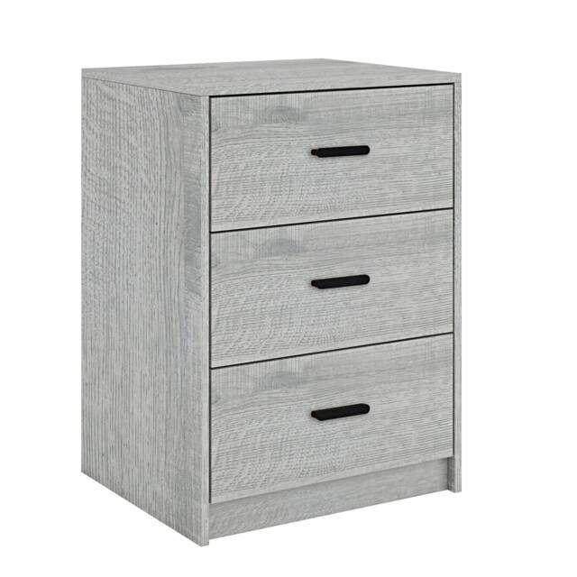 Ash Grey 3-Drawer Bedside Table Grey 1